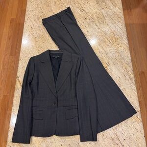 NWOT Anne Klein Size 6 Wool Blend Pant Suit Charcoal Gray Wide Leg Trouser Set